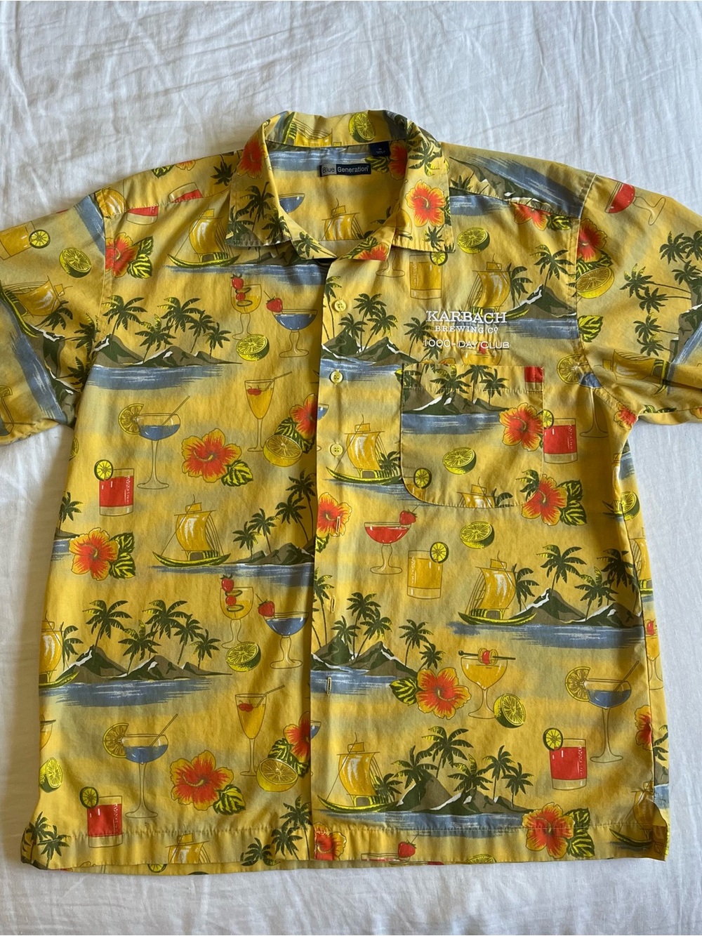 Karbach 1,000 Day Club - Tropical Print Short-Sleeve Button-Down Shirt